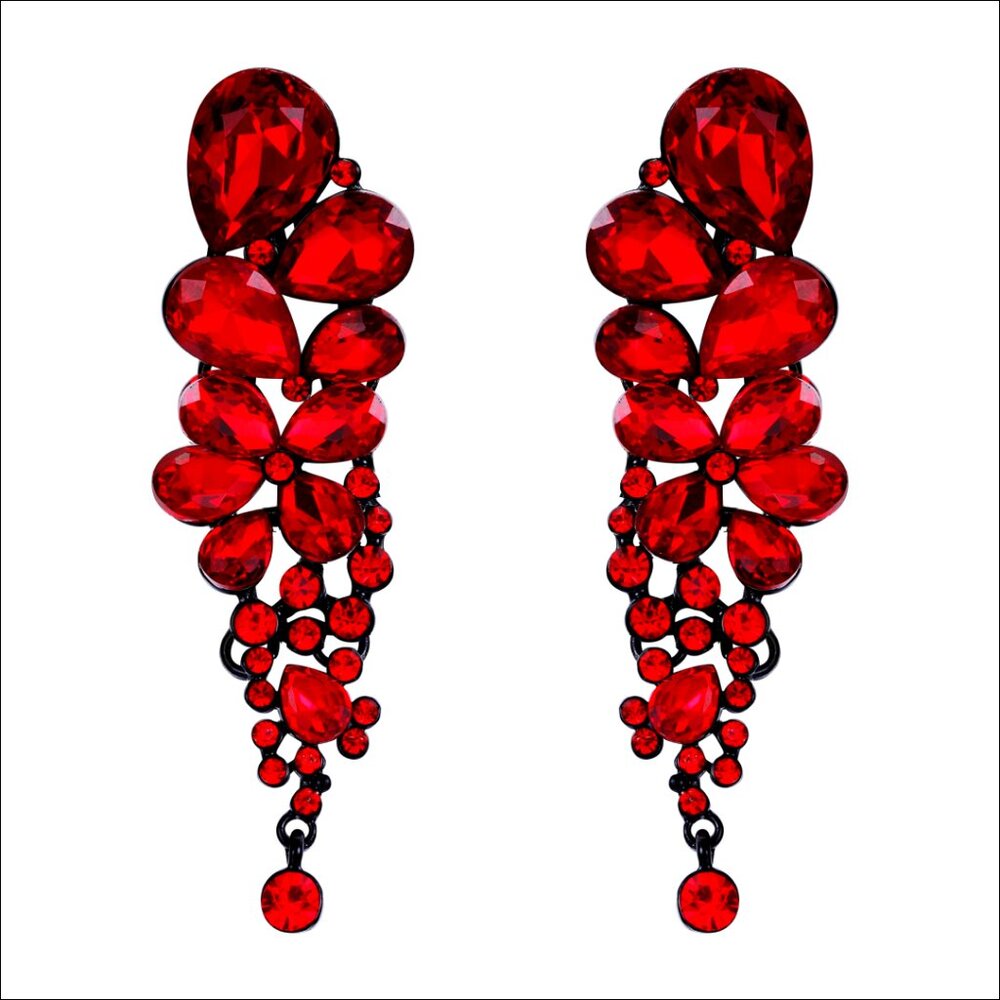 Austrian Crystal Clip-On Dangle Earrings for Wedding & Special Occasions